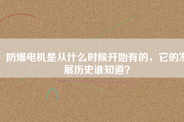 防爆電機是從什么時候開始有的，它的發(fā)展歷史誰知道？